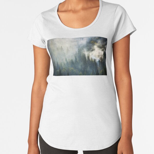 smoke rise above spruce forest Premium Scoop T-Shirt