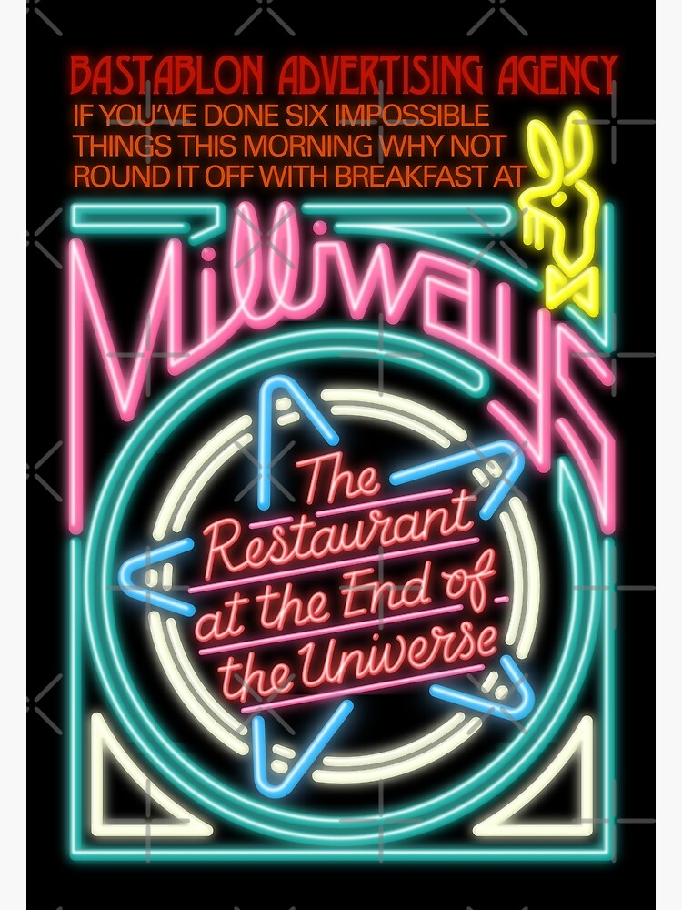 Disover beebthings Milliways: The Restaurant at the End of the Universe Premium Matte Vertical Poster