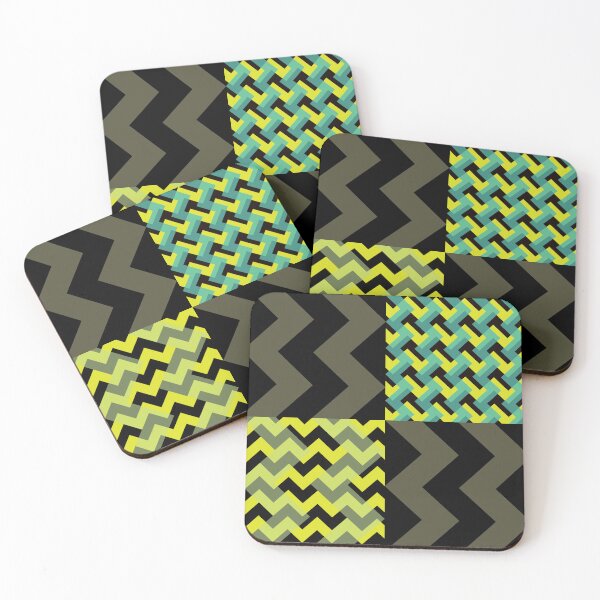 Item preview, 'Ziggy' - in Lime Green, Lemon Yellow, Teal and Aqua Green on a Black and Khaki base designed and sold by sleepingdogprod.