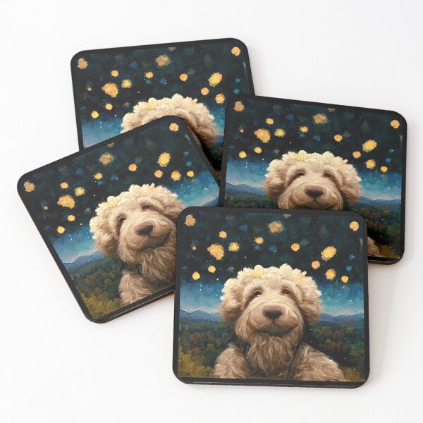 Item preview, Artistic Goldendoodle Dreamy Painting Starry Sky Dog Gift  designed and sold by Guarddogdrive.
