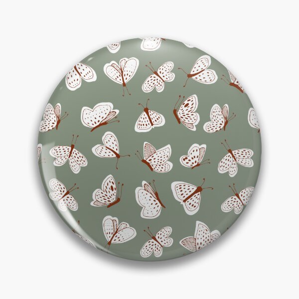 Item preview, White moths on a green sage color background seamless pattern. Line and spot. designed and sold by Kizuneko.