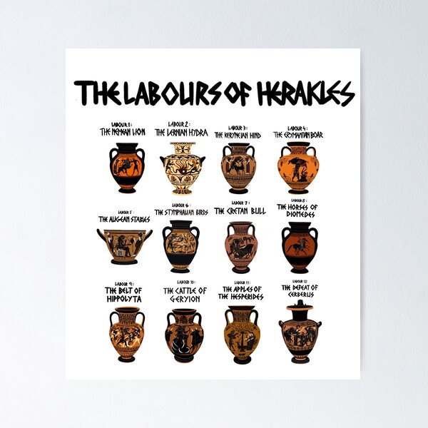 Item preview, The twelve labours of Hercules on Greek pottery designed and sold by Hellenistic History.
