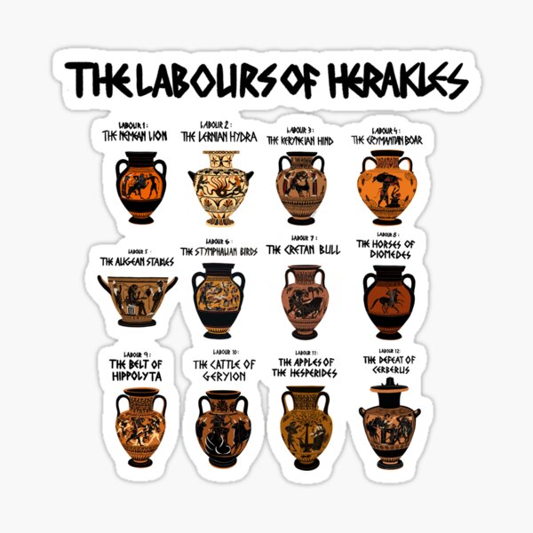 Item preview, The twelve labours of Hercules on Greek pottery designed and sold by Hellenistic History.