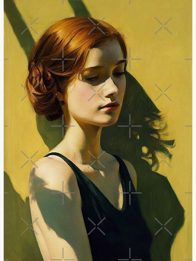 Shadows and Light Portrait | Digital Artwork Inspired by Edward Hopper |  Art Print