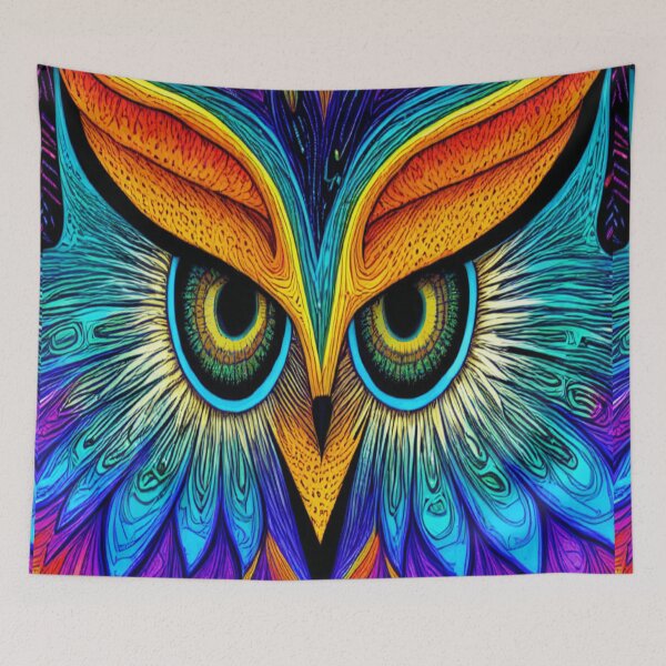 Item preview, Rainbow Owl Tribal Art Totem designed and sold by ittybittyowl.