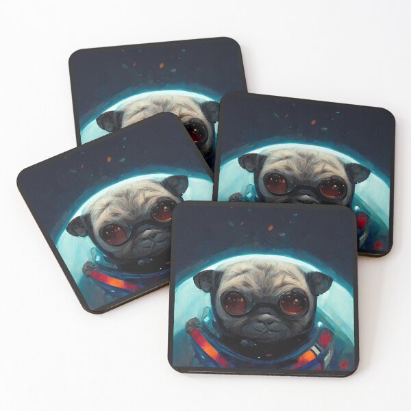 Item preview, Futuristic Galactic Serious Space Pug Dog Artistic Gift designed and sold by Guarddogdrive.