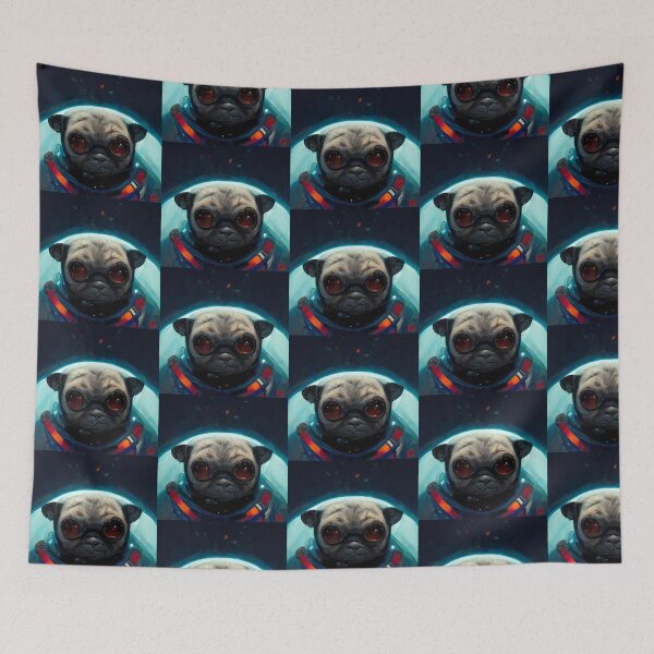 Item preview, Futuristic Galactic Serious Space Pug Dog Artistic Gift designed and sold by Guarddogdrive.