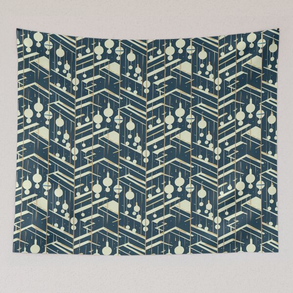 Item preview, Blue and Silver Mid-Century Modern Christmas Pattern designed and sold by DesArtStudio.