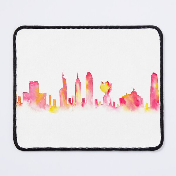 Item preview, Colorful Bright Watercolor City Skyline Silhouette Design designed and sold by redbubbleart18.