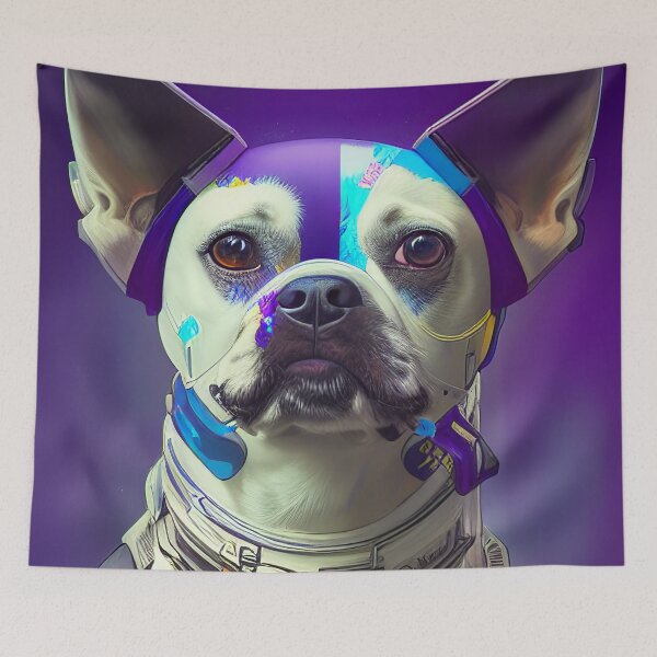 Item preview, Cyberpunk dog portrait designed and sold by Dicoart.
