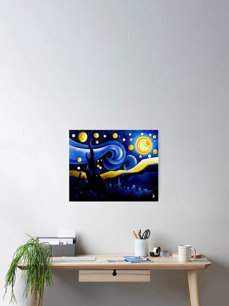 Imagen 2 de 3, Póster con la obra Noche estrellada, diseñada y vendida por RathiDesigns.