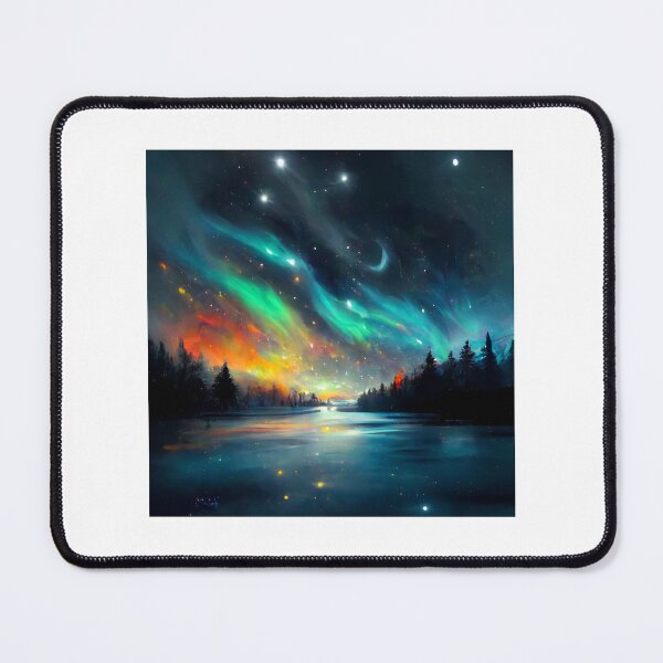 Item preview, Collorful Landscape at Night with Polarlights Oil Paint Design designed and sold by Splissi.