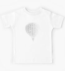 Hot Air Balloon - Fly Away in Black and White Kids Tee