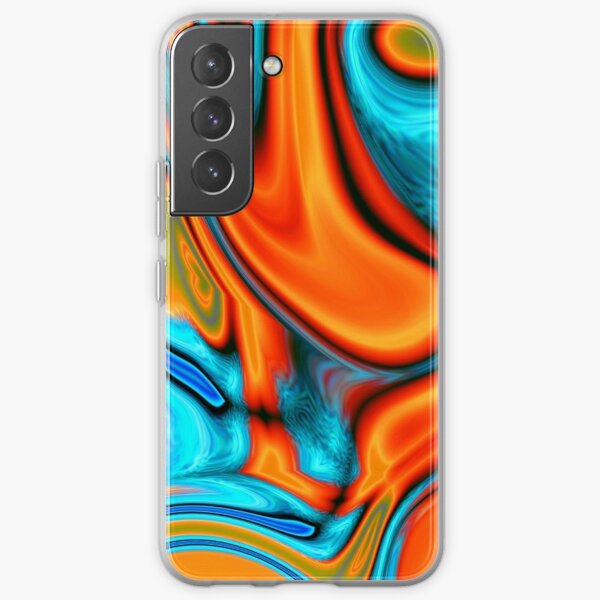 vivid modern Southwest hipster turquoise orange swirls Samsung Galaxy Soft Case