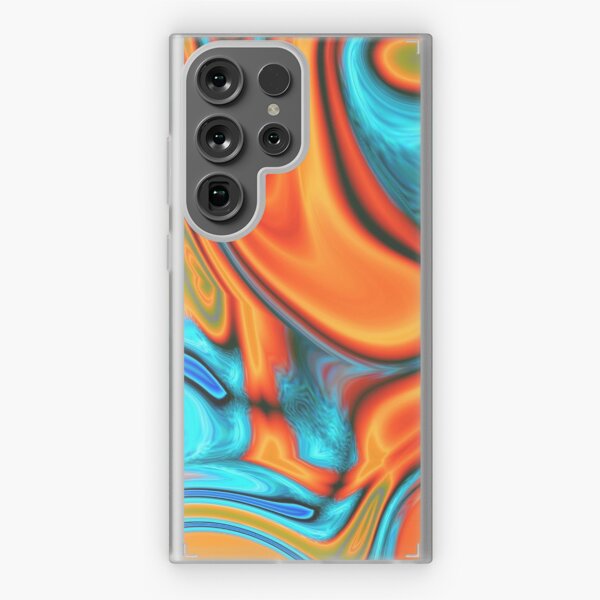Item preview, vivid modern Southwest hipster turquoise orange swirls designed and sold by LEILA ART SPACE.