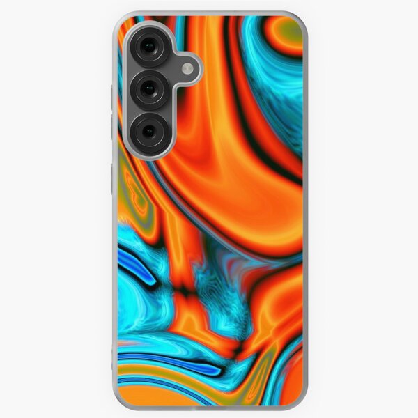 Item preview, vivid modern Southwest hipster turquoise orange swirls designed and sold by LEILA ART SPACE.