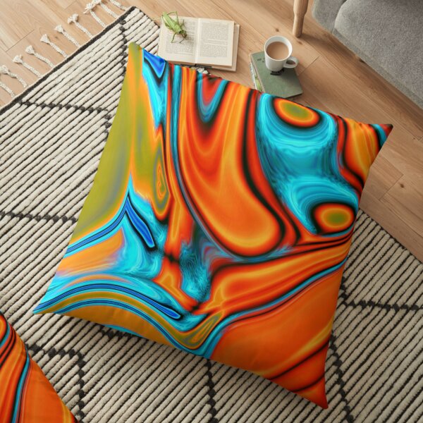 décoration orange turquoise Coussin de sol