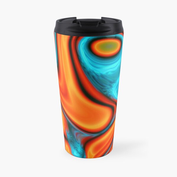 vivid modern Southwest hipster turquoise orange swirls Travel Mug