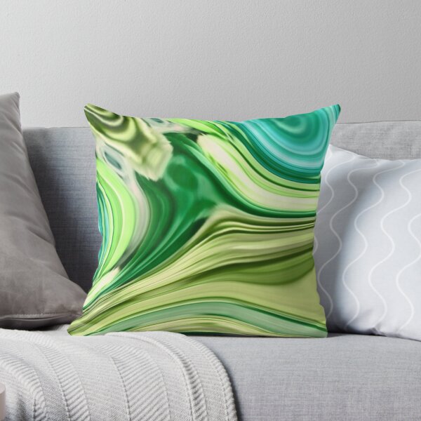 moderne tendance abstrait turquoise vert lime tourbillonne Coussin