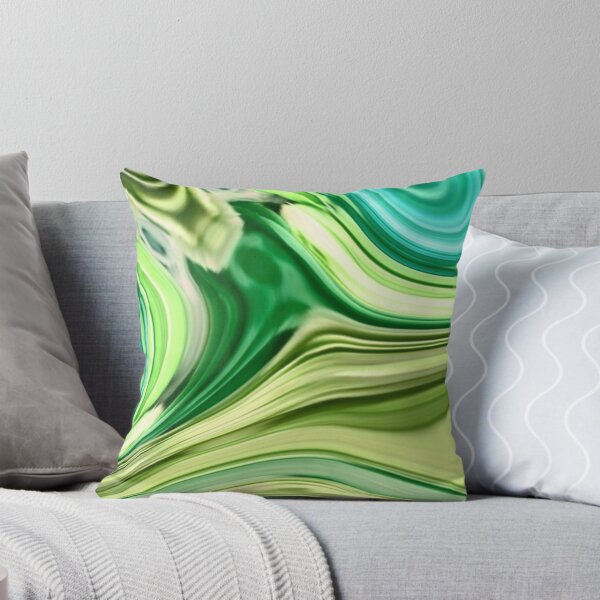Item preview, 1980s modern abstract turquoise lime green marble swirls designed and sold by LEILA ART SPACE.