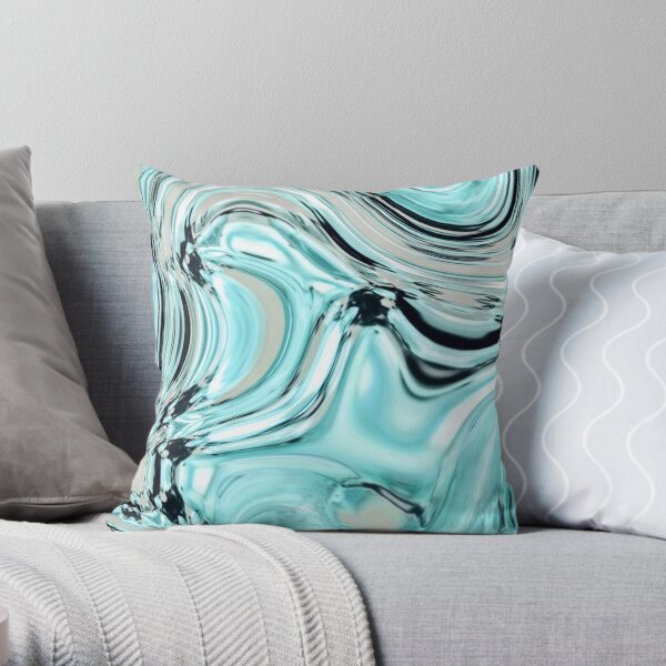 abstract marble pattern turquoise aqua blue swirls Throw Pillow