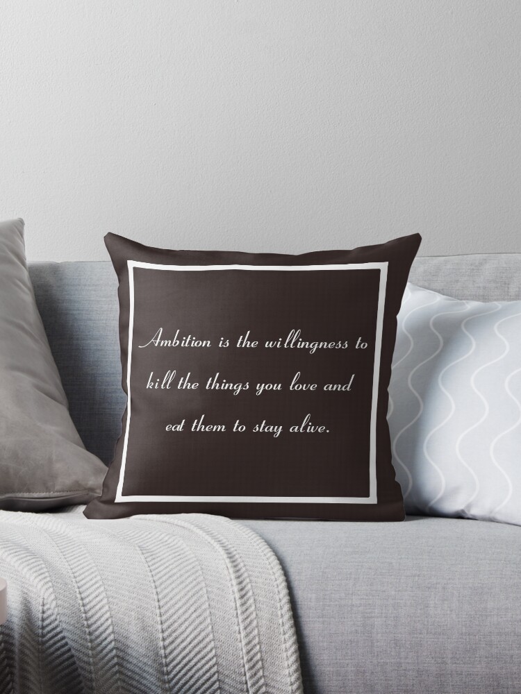 Thumbnail 1 of 3, Throw Pillow, 30 Rock Inspired Brown TV Show Jack Donaghy Quote, Ambition designed and sold by CanisPicta.