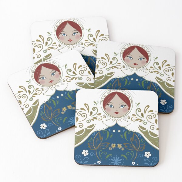 Item preview, Russian nesting doll design, white and blue designed and sold by Inktown.