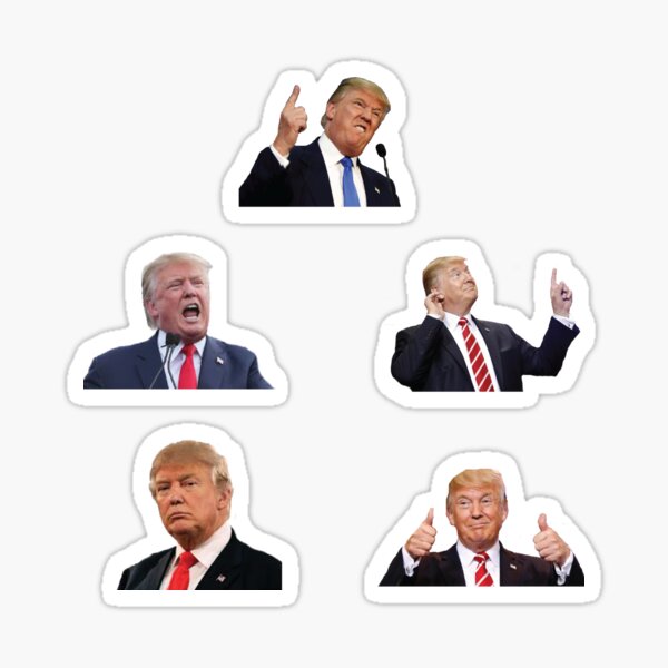 Vista previa del artículo con la obra «Conjunto de expresiones de Trump (realistas)», diseñado y vendido por Baesic Clothing Co..