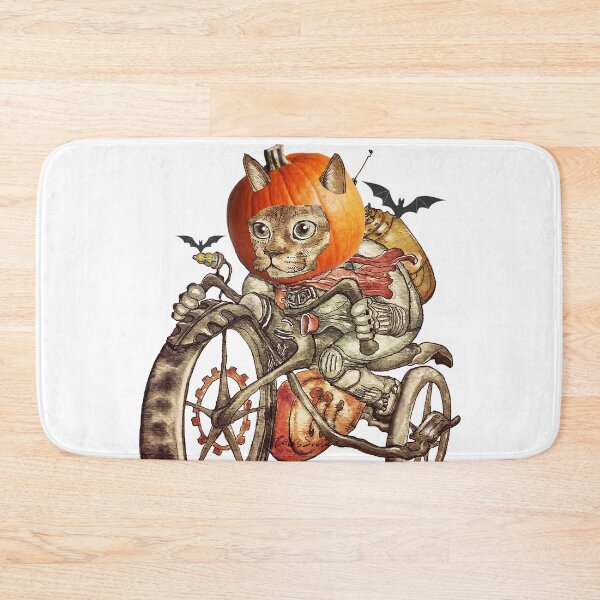 Item preview, Halloween pumpkin cat riding motorcycle designed and sold by felissimha.