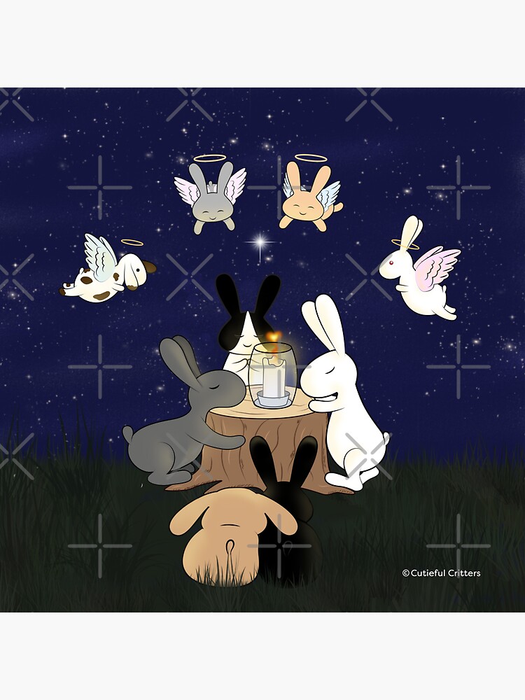 "Little bunnies are burning a candle." Sticker for Sale by CutiefulC