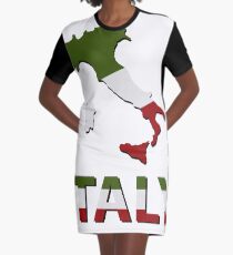 italy map with flag Graphic T-Shirt Dress