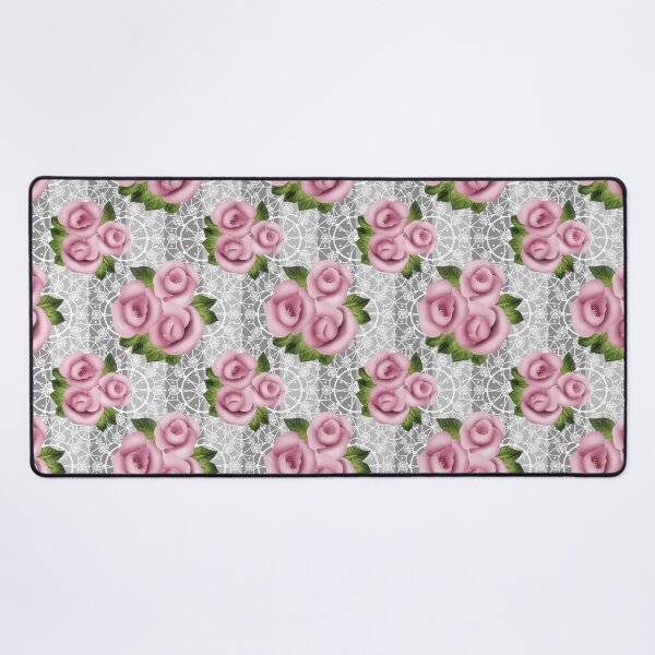 Item preview, Retro floral pink roses pattern, digital print retro lace background designed and sold by fuzzyfox.