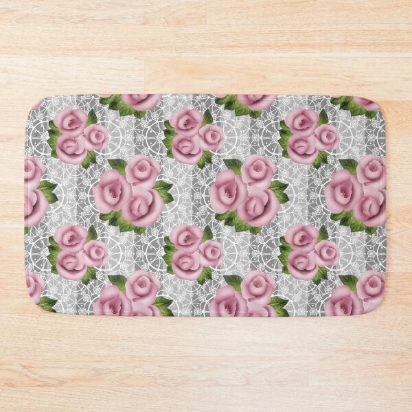 Item preview, Retro floral pink roses pattern, digital print retro lace background designed and sold by fuzzyfox.