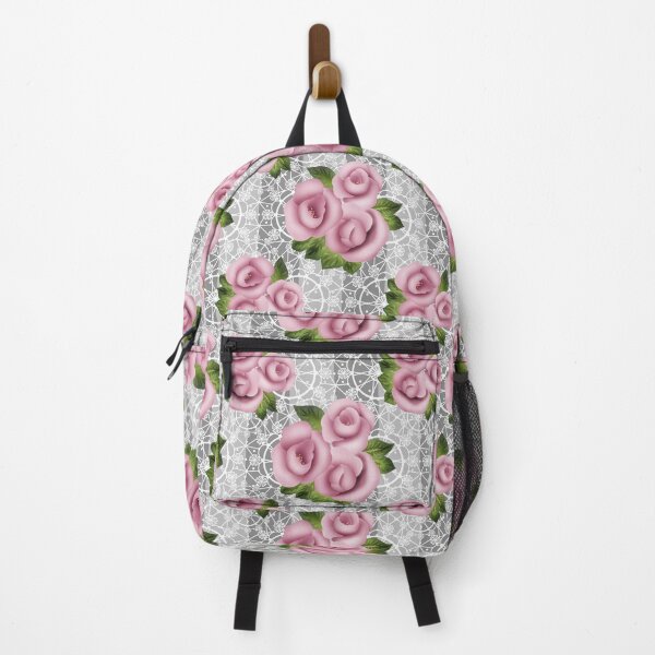 Item preview, Retro floral pink roses pattern, digital print retro lace background designed and sold by fuzzyfox.