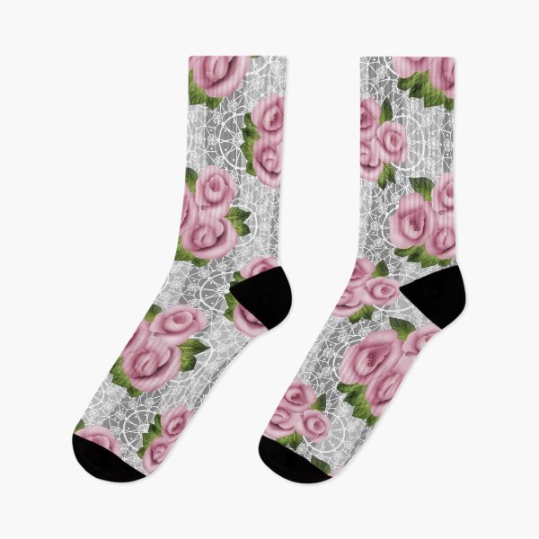 Item preview, Retro floral pink roses pattern, digital print retro lace background designed and sold by fuzzyfox.