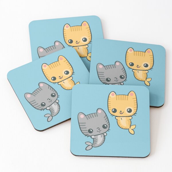 Item preview, Kawaii Catfish Purrmaids Grey and Ginger designed and sold by FreyaDraws.