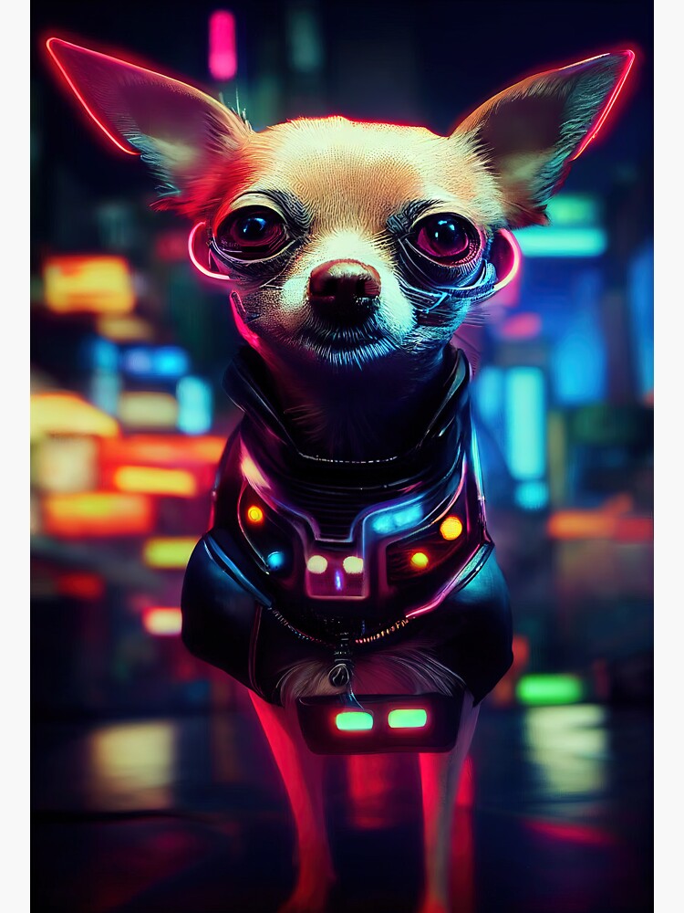 "Neon Chihuahua, Electric Future" Sticker for Sale by MajorLipstick