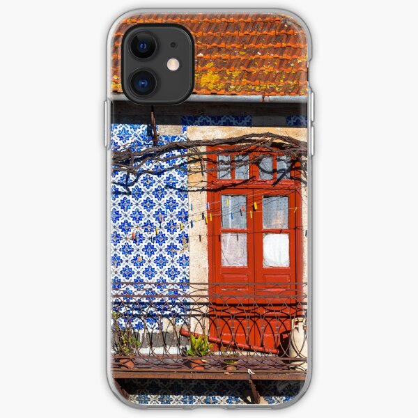 Front Door and Azulejo Wall of Old House in Porto iPhone Soft Case