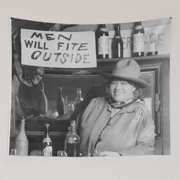 Item preview, Bartender Cowgirl, Black and White Vintage Wild West Art designed and sold by modernretro.