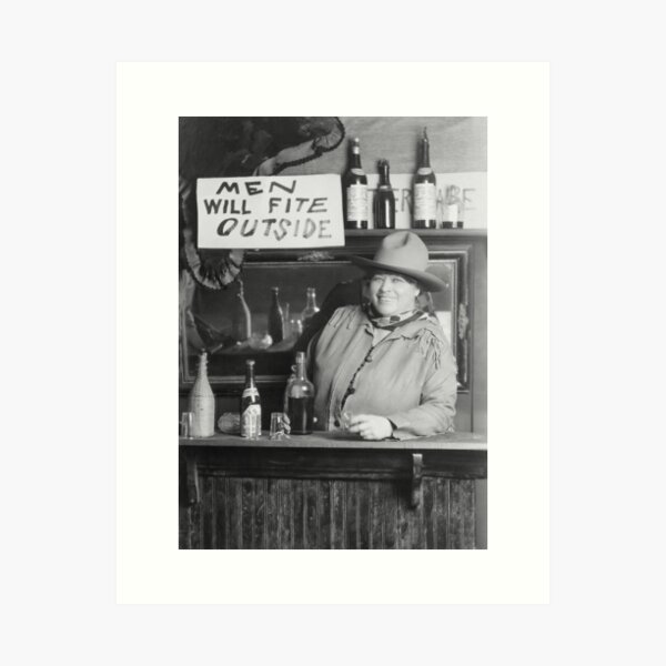 Item preview, Bartender Cowgirl, Black and White Vintage Wild West Art designed and sold by modernretro.