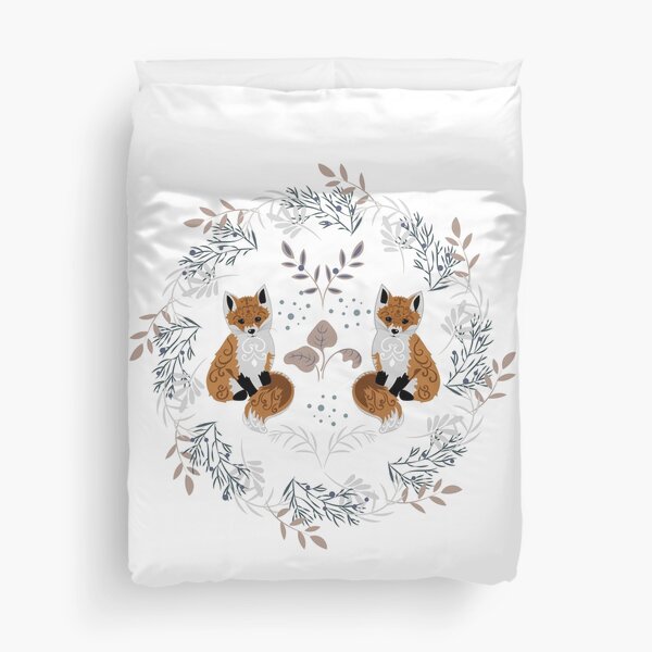 Item preview, Pattern Wreath fox Cubs Twins Branches Leaves Children's Print designed and sold by VladaM555.