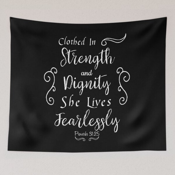 Item preview, Clothed in Strength and Dignity Proverbs Bible Verse designed and sold by crossesforever.
