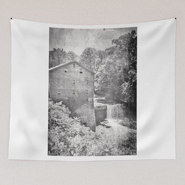 Item preview, Lanterman's Mill In Mill Creek Park Black And White Vertical designed and sold by LisaWootenPhoto.