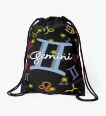 Gemini Floating Zodiac Name Drawstring Bag
