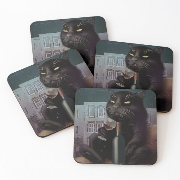 Item preview, The Black Cat Wine Poster designed and sold by lomentoaples.