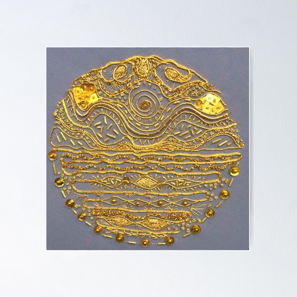 Item preview, Goldwork abstract art embroidery  designed and sold by OakendOriginals.