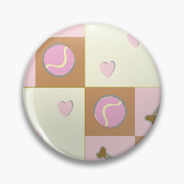 Item preview, Eat Play Love! Tennis ball dog treats and hearts in pink and cream designed and sold by Sujata D.