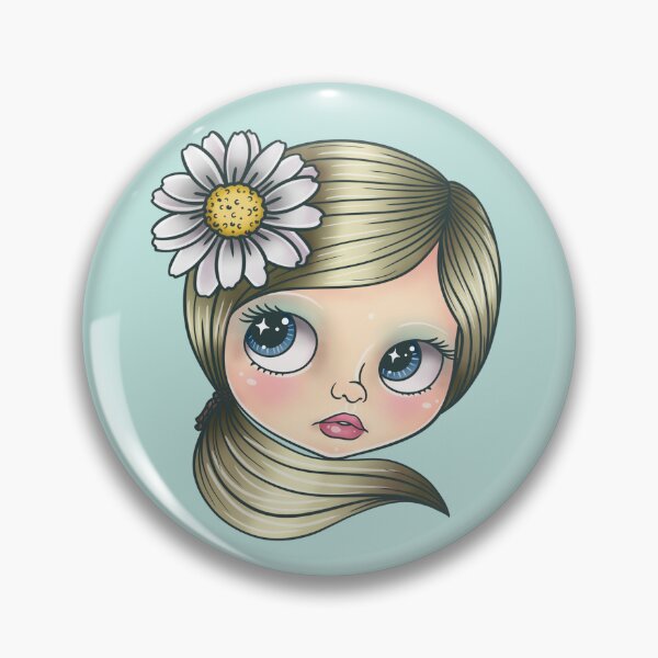 Item preview, Pretty Blythe Doll Face with Daisy  designed and sold by FreyaDraws.