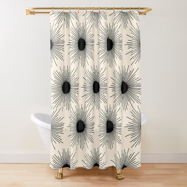 Burnt Orange Gray Navy Shower Curtain Mid Century Modern Bathroom Decor  Retro Shower Curtain 