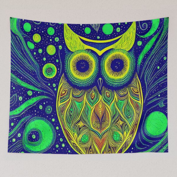 Item preview, Cosmic Owl Tribal Totem in Outer Space designed and sold by ittybittyowl.